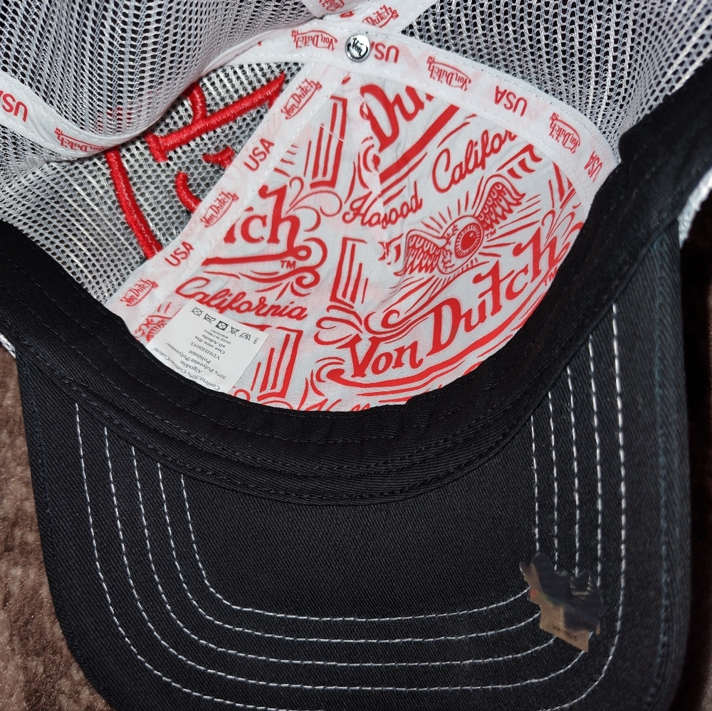 Von Dutch Black and White Trucker Cap with Red Embroidery - Picture 5 of 6